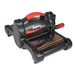 Superstar die cut machine, black machine with red handle