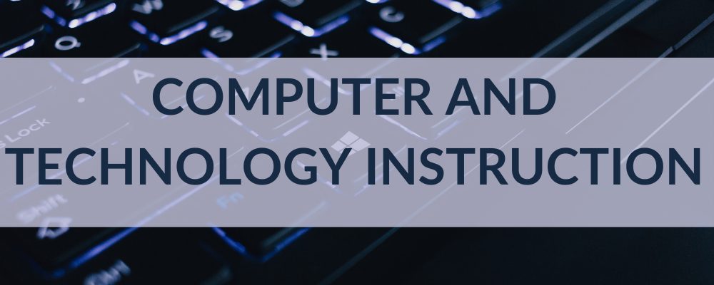 Computer and Technology Instruction on a keyboard background