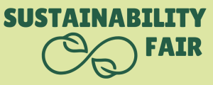 Sustainability Fair, with an infinity symbol with leaves at either end