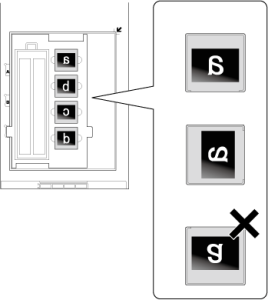 Drawing showing the correct orientation of individual slides in the slide holder