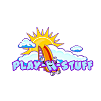 Play-N-Stuff, with a slide, sun and clouds