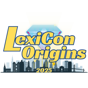 LexiCon Origins 2025 in yellow above a city skyline with a diamond in the background