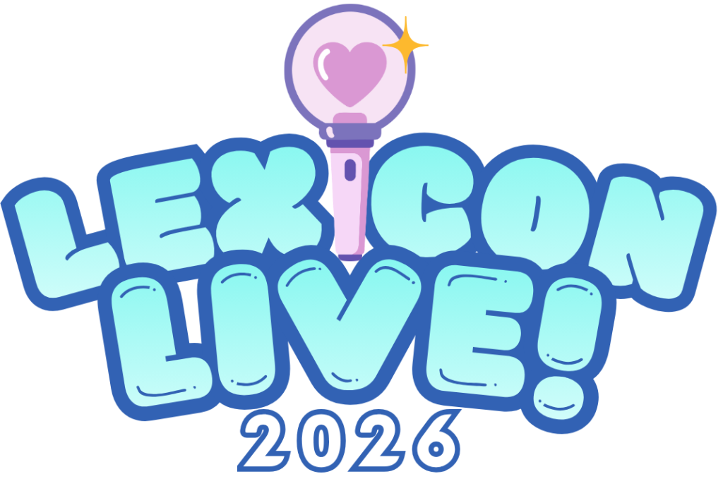 LexiCon Live 2026 logo in blue bubble letters with a pink microphone with a heart