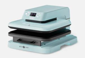 Teal heat press with black plates
