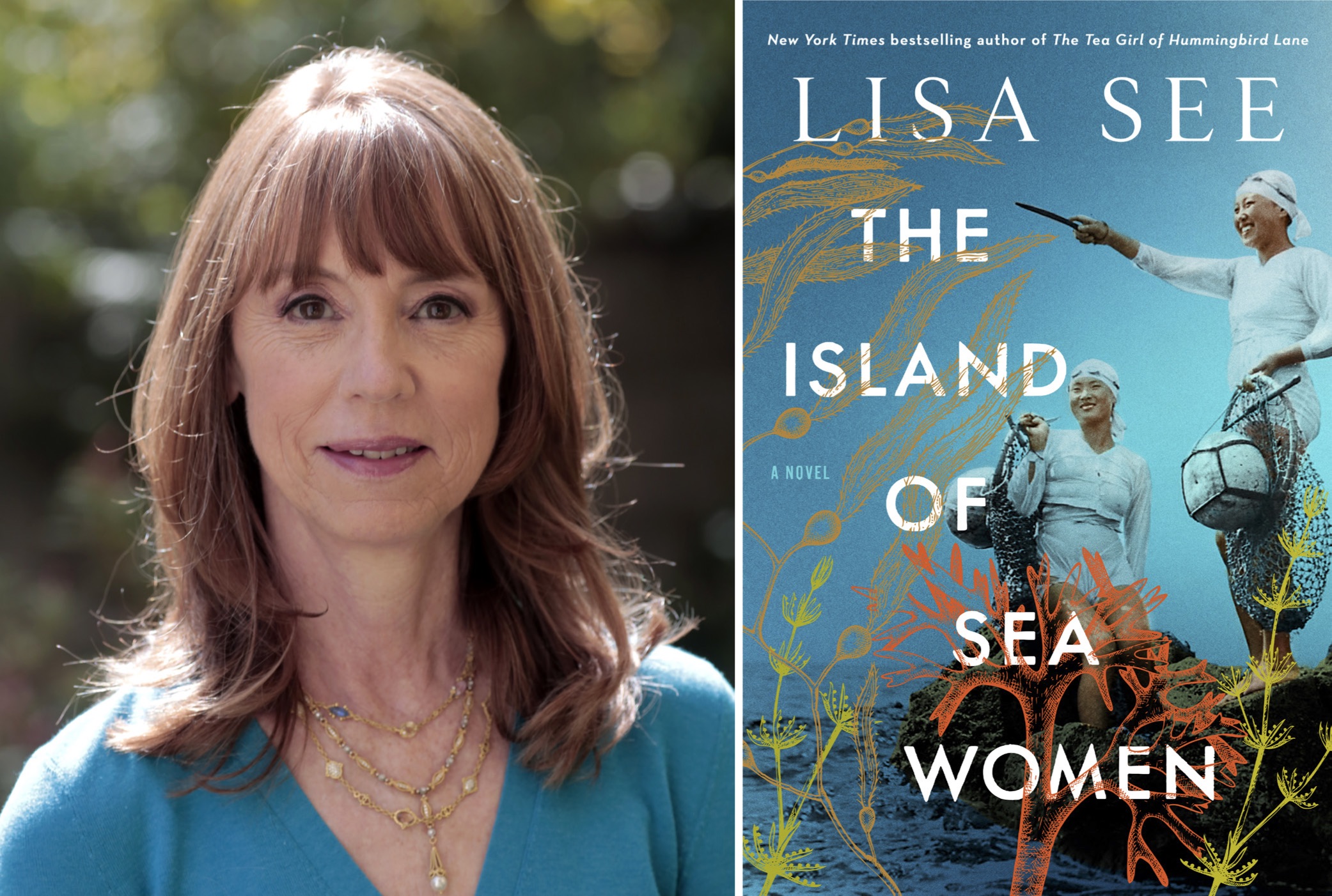 Photo of Lisa See and cover of Island of Sea Women